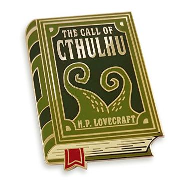 Imagem de Pinsanity Broche de lapela esmaltado H.P. Lovecraft Call of Cthulhu Book, Verde, 1.375 inch