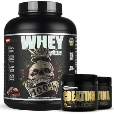 Imagem de Kit Whey 100% 2kg + 2 Creatina (2kg, Chocolate)
