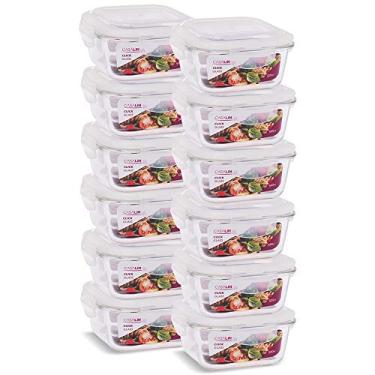 Imagem de Conjunto 12 Potes Vidro Hermético Marmita Trava Quadrado 520ml Marmita