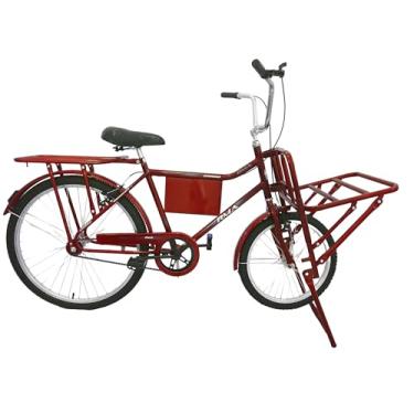 Imagem de Bicicleta Cargueira De Carga Pesada Bagageira Food Bike Vermelha
