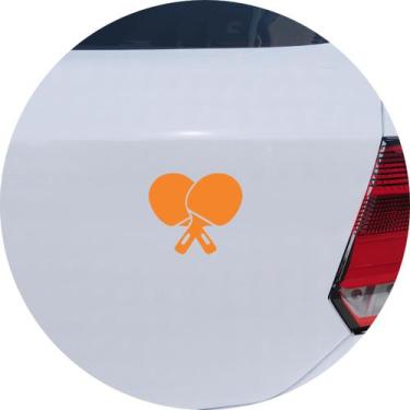 Imagem de Adesivo de Carro Raquetes de Tênis de Mesa Ping Pong - Cor Laranja - M