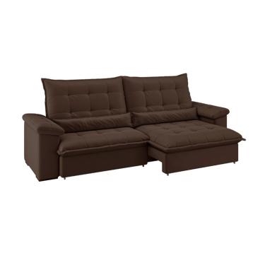 Imagem de Sofá 4 Lugares Retrátil e Reclinável Mônaco Veludo Chocolate