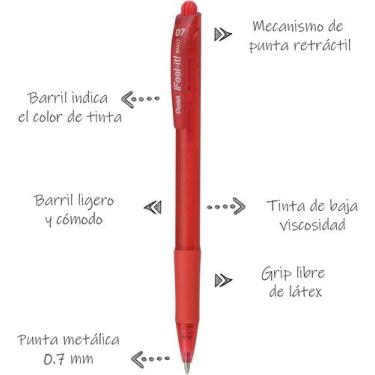 Imagem de Caneta Esferográfica Retrátil Feel It 0,7mm Pentel, Vermelho