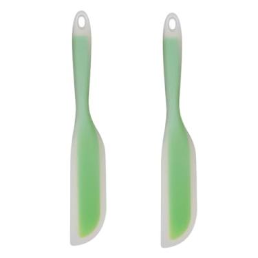 Imagem de Espátula de cozinha flexível em forma de faca de silicone antiaderente, espátula de cozinha, utensílios de cozinha com núcleo de nylon (verde (conjunto de 2))