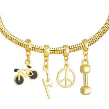 Imagem de Pulseira Esporte Berloque Banhado a Ouro 18k - Work Semijoias