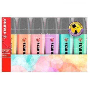 Imagem de Kit Caneta Marca Texto Stabilo Boss Pastel - 6 Cores