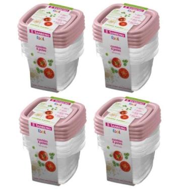 Imagem de Kit 16 Potes Para Alimentos Quadrado 200 ML Transparente - Sanremo