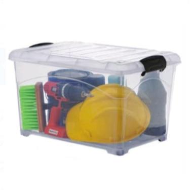 Imagem de Caixa Organizadora 45 Lts Transparente Com Travas e Rodinhas - Injepla