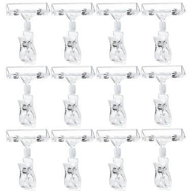 Imagem de 50 peças de suportes de clipes de sinal transparente, clipe de sinal de mercadoria, suporte de exibição de preço giratório, suporte de placa de acrílico, clipe de dupla face, suportes de sinalização