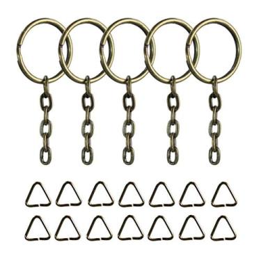 Imagem de Argola Ouro Velho Com Corrente Para Chaveiro 23mm + Triangulo - 3000 U