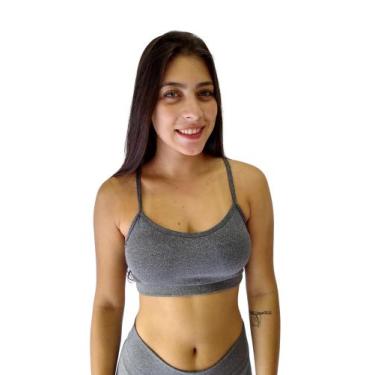 Imagem de Top alcinha feminino fitness com bojo removível TB moda fitness , Mesc