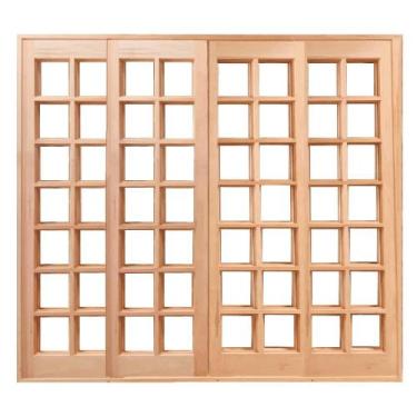 Imagem de Porta de Correr Quadriculada Reta 4 Folhas P.Cedro Ecalipto Cx10 - Cen