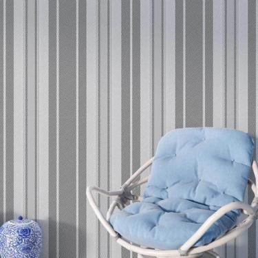 Imagem de Papel de Parede Adesivo Listrado Em Tons de Cinza Claro e Escuro 10m -