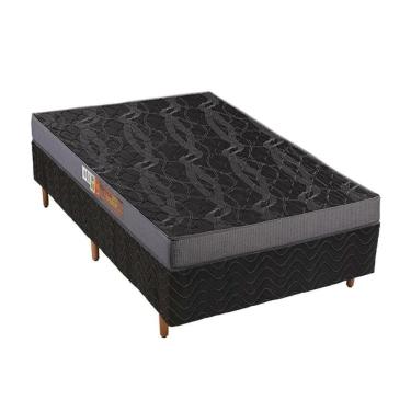 Imagem de Conjunto Box Solteiro: Colchão Espuma Polar Pérola + Base CRC Suede Black (88x188)