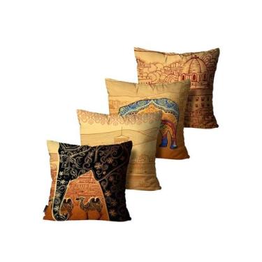 Imagem de Kit com 4 Capas de Almofadas Decorativas Indiana Colorido - Mdecore