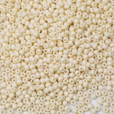 Imagem de Bala&Fillic Contas redondas de sementes de 4 mm de cor bege cerca de 1500 peças/100 gramas em saco, 6/0 contas de vidro bordadas para fazer pulseira e colar (bege)