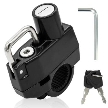 Imagem de Trava universal para capacete de motocicleta, antifurto, trava de segurança com 2 chaves para motocicleta, scooter, bicicleta de rua (preto)