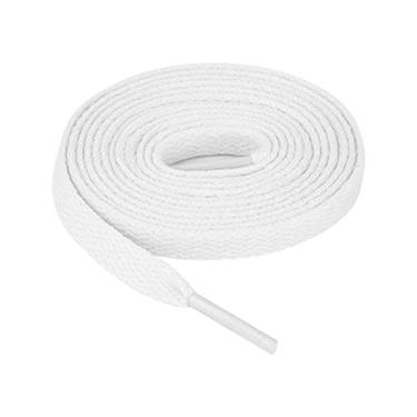 Imagem de FOHOLA 2 pares de cadarços planos de 8 mm de largura para tênis, cadarços de sapatos de substituição para homens, mulheres e crianças, Branco, 63" (160cm)