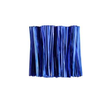 Imagem de Lacre Araminho Fitilho Fecho Metalizado 10cm Azul 1000un - TodaTreco