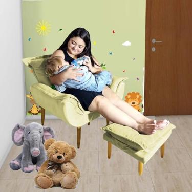 Imagem de Poltrona Puff Opala Amamentação Fixa E Confortável Tecido Suede Amarelo