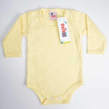 Imagem de Body Bebê Suedine Manga Longa Amarelo Liso - Xikids, P