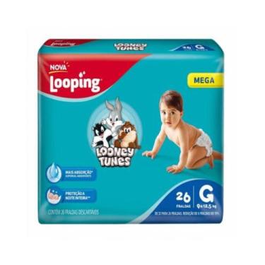 Imagem de Fralda Looping Looney Tunes Mega G com 26 Unidades
