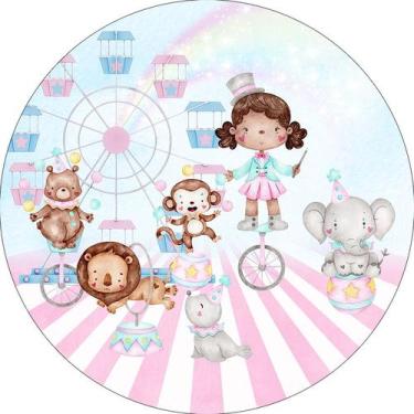 Imagem de Painel De Festa Redondo 1,50x1,50 - Circo Rosa Mágica 047 - Via Cores