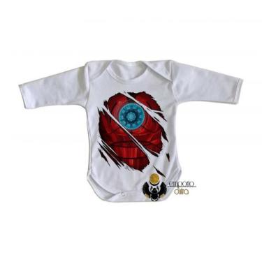 Imagem de body nenê criança roupa bebê manga longa Homem de Ferro reator armadur