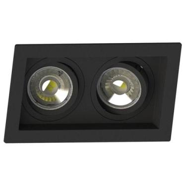 Imagem de Spot Duplo Embutir Quadrado Recuado Dicroica Mr16 Preto - Save Energy