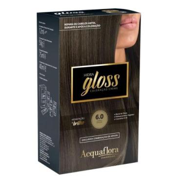 Imagem de Coloração Creme Acquaflora Kit Hidra Gloss 6.0 Louro Escuro