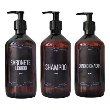 Imagem de Kit Frasco Ambar Pet Shampoo Sabonete Líquido e Condicionador 3pçs - C