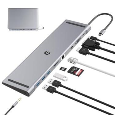 Imagem de Docking Station,10 in 1 Docking Station Dual Monitor with 4k HDMI, Vga, 3xusb 3.0, Pd 100w, Ethernet, SD/TF Slots, Audio/Mic, USB Adapter for Laptop