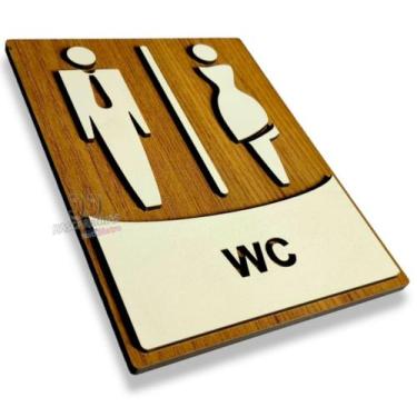 Imagem de Plaquinha para banheiros wc sinalização mdf sanitários 3mm - JJ