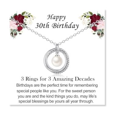 Imagem de ACOGVN Presentes de aniversário 30, 40, 50, 60, 70, 80, 90 anos, para mulheres, colar de aniversário com cartão de aniversário doce para mulheres, mãe, esposa, avó, filha, irmã, tia, sobrinha, amiga,