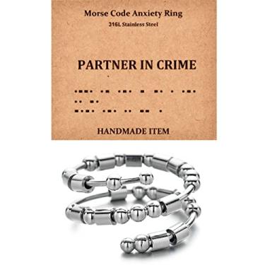 Imagem de GOGOEY Anéis de código Morse para mulheres, anel giratório de aço inoxidável, anéis fidget para ansiedade, anéis de código morse, presentes inspiradores, joias, mulheres, aniversário, formatura, presentes para suas melhores amigas, Metal não precioso, Sem pedra preciosa