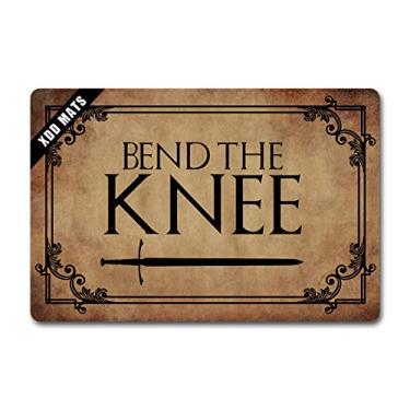 Imagem de XDD Tapete Engraçado Entrada Frontal Capacho Dobre o Joelho Game of Thrones, Tapetes de Porta Interior Antiderrapante Tecido Não-Tecido Top com Parte Traseira de Borracha Antiderrapante (23,5 x 39,9