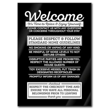 Imagem de Acrílico 5 x 7 compatível com Airbnb Essentials for Hosts Sign, Air Bnb Supplies Standard Guidelines & Rules, sinal de não fumar, sinais de lembrete de finalização de compra de baixo ruído, placas