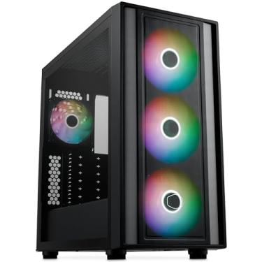Imagem de Cooler Master MasterBox 600 Mid-Tower E-ATX Caixa de fluxo de ar – Conexão traseira MB e radiador de 420 mm pronto, 3 x 140 mm e 1 x 120 mm ARGB PWM ventiladores pré-instalados, lado de vidro