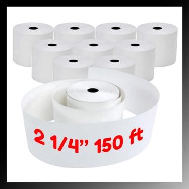 Imagem de Pokanic Papel branco 10 rolos de 5,72 cm x 45,72 m, 1 camada, 10 rolos de 5,7 cm x 45,7 m, máquina de adicionar recibos de cozinha, sistema POS compatível com Epson SNBC Star Sam4s Ellix Bixolon (10
