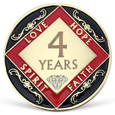 Imagem de Chip de 4 anos NA Medalhão de Recuperação de Quatro Anos para NA AA Moeda Anônima de 12 Passos Narcóticos Anônimos Presentes Limpos e Sóbrios para Homens Mulheres Comemorando Sobriedade e Recuperação