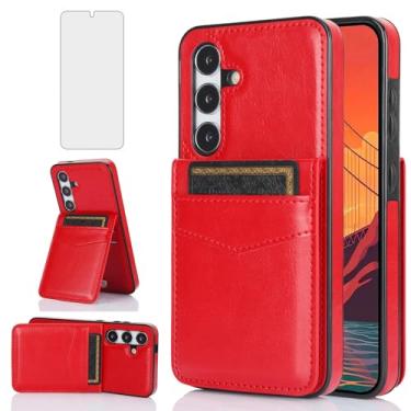 Imagem de Asuwish Capa de telefone para Samsung Galaxy S24 Plus S24+ 5G com protetor de tela de vidro temperado e suporte para cartão de crédito capa carteira suporte acessórios de celular de couro S24plus 24S
