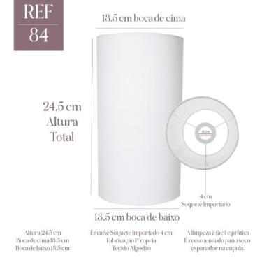Imagem de Cúpula de abajur Cilíndrica Tudo Redonda Tecido Algodão Soquete Import