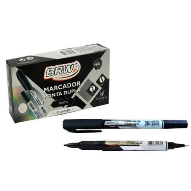 Imagem de Caneta para CD DVD Retroprojetor Ponta Dupla Preto BRW 12un