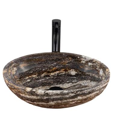 Imagem de MIDUSO Pia de vaso de pedra natural – Bacia oval exclusiva feita à mão – pedra única, entregue conforme a imagem – escolha seu design preferido nas opções de "cor"