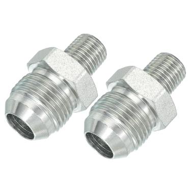 Imagem de PATIKIL Conectores de mamilo redutores hexagonais adaptador de tubo macho 7/20.3 cm alargador 37° JIC x 1/10.2 cm macho NPT, pacote com 2 adaptadores de bocal redutor de encaixe de tubo encaixe