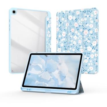 Imagem de Jarviwiin Capa para Samsung Galaxy Tab A9+ Plus 28 cm 2024 (SM-X210/X216/X218), capa traseira fina e leve com três dobras fofa, auto despertar/hibernar, transparente para tablet A9+ Plus 11 polegadas