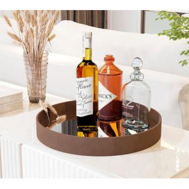 Imagem de Bandeja Decorativa JB Andiroba Várias Cores Espelhada Redonda Porta Ob