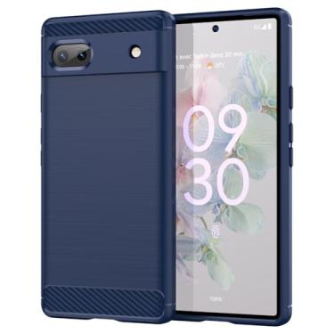Imagem de GTBDEKI Capa para Pixel 6A, capa para Google 6A GB62Z, capa traseira de TPU macia resistente à prova de choque de fibra de carbono para Google Pixel 6A azul
