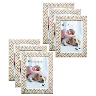 Imagem de Kit 6 Molduras Porta Retrato 15x21 3cm Relevo Bege - Santamaria Moldur