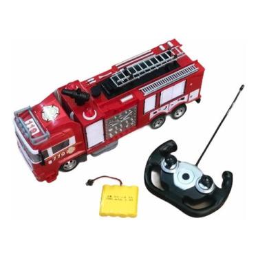 Imagem de Carrinho Controle Remoto Bombeiros Luz  Som  Lança Agua - IMPORT